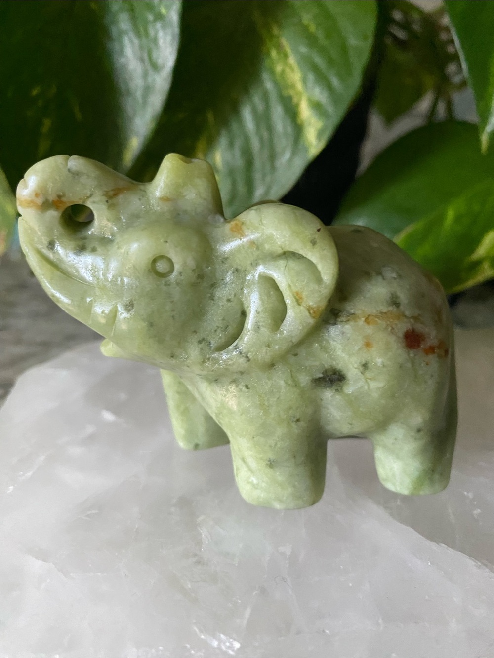 ✨🐘Carved Green Jade Elephant Figurine